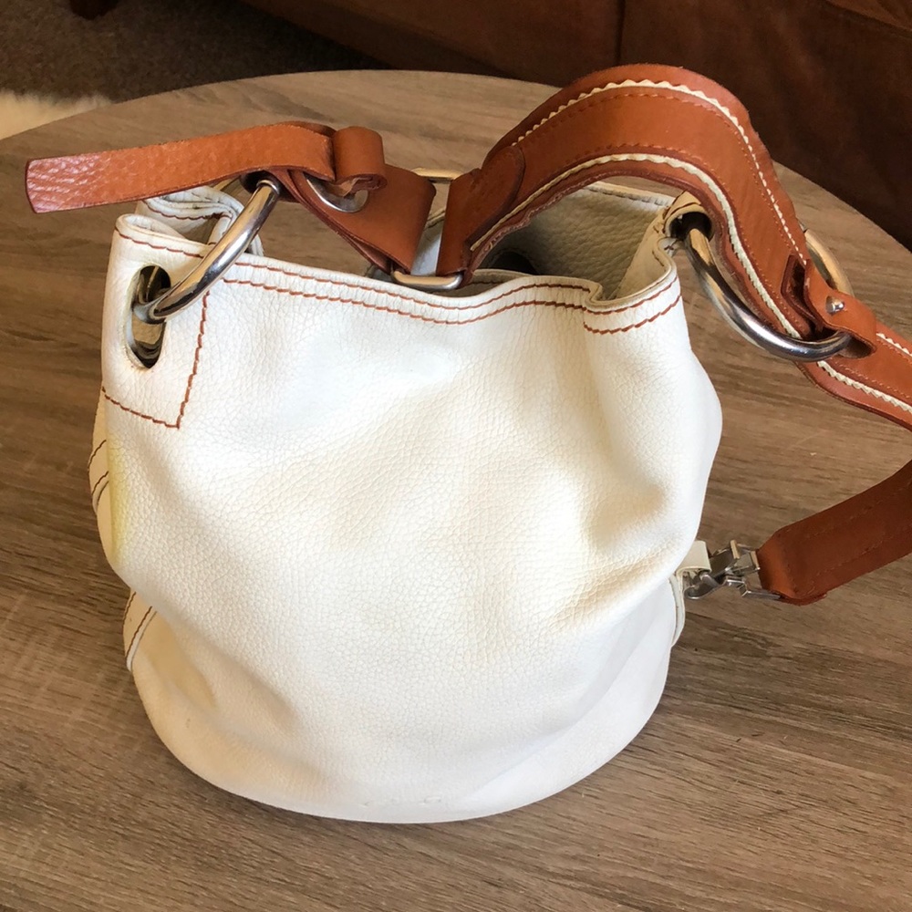 **SOLD Cats Cream and Camel Bucket Purse